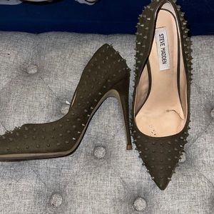 Army green Steve Madden stuffed stilettos